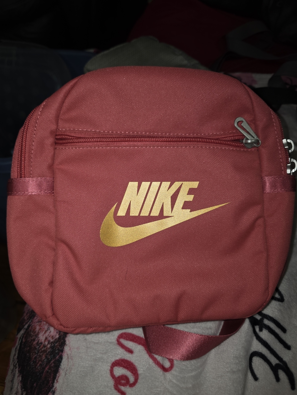 Nike Red Crossbody Shoulder Bag with Gold Logo